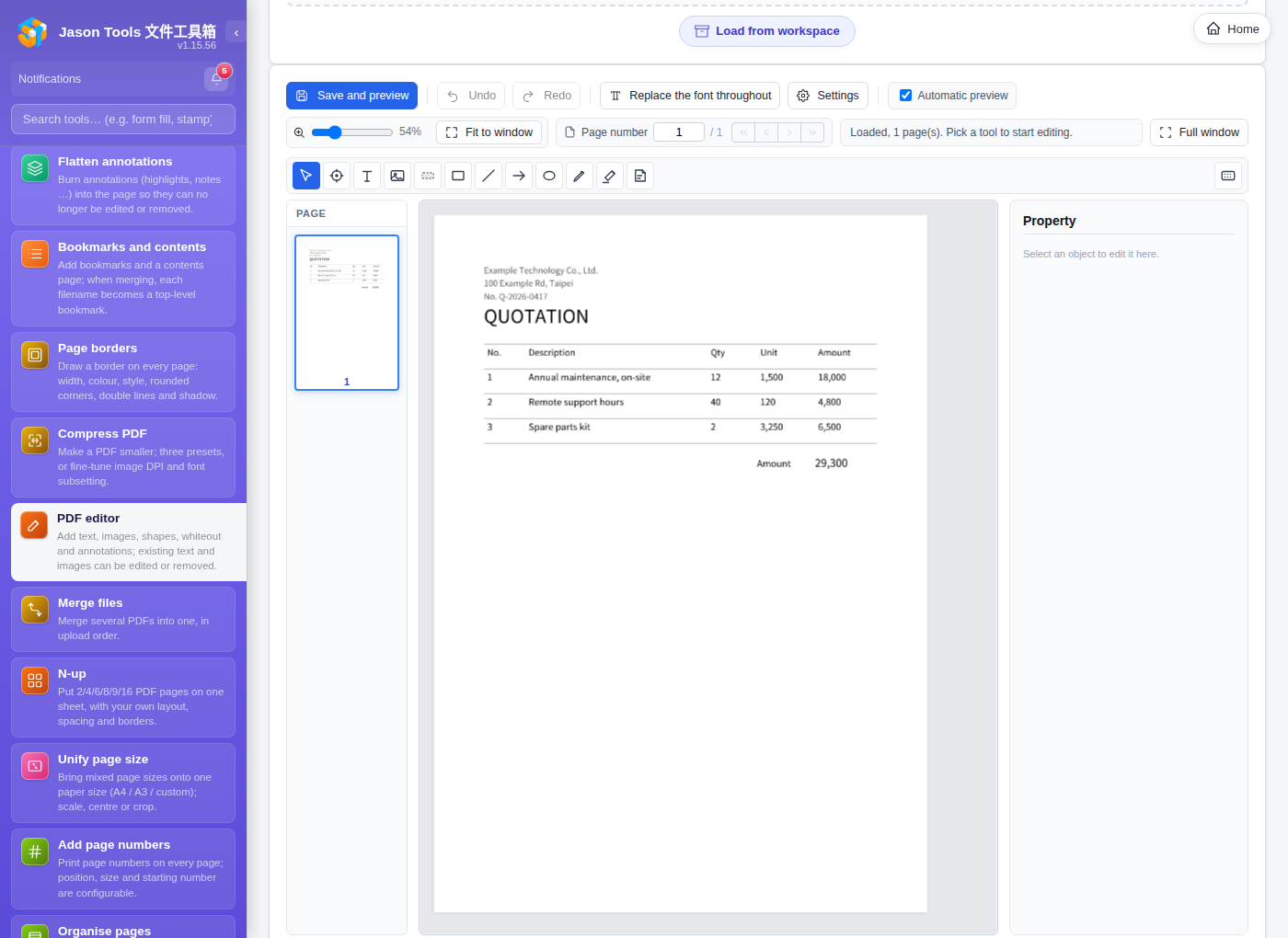 PDF editor: overlay, edit, fonts