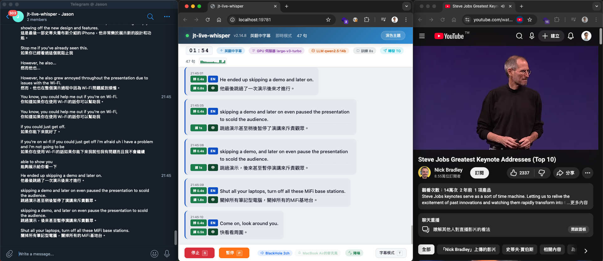 字幕轉發到 Telegram
