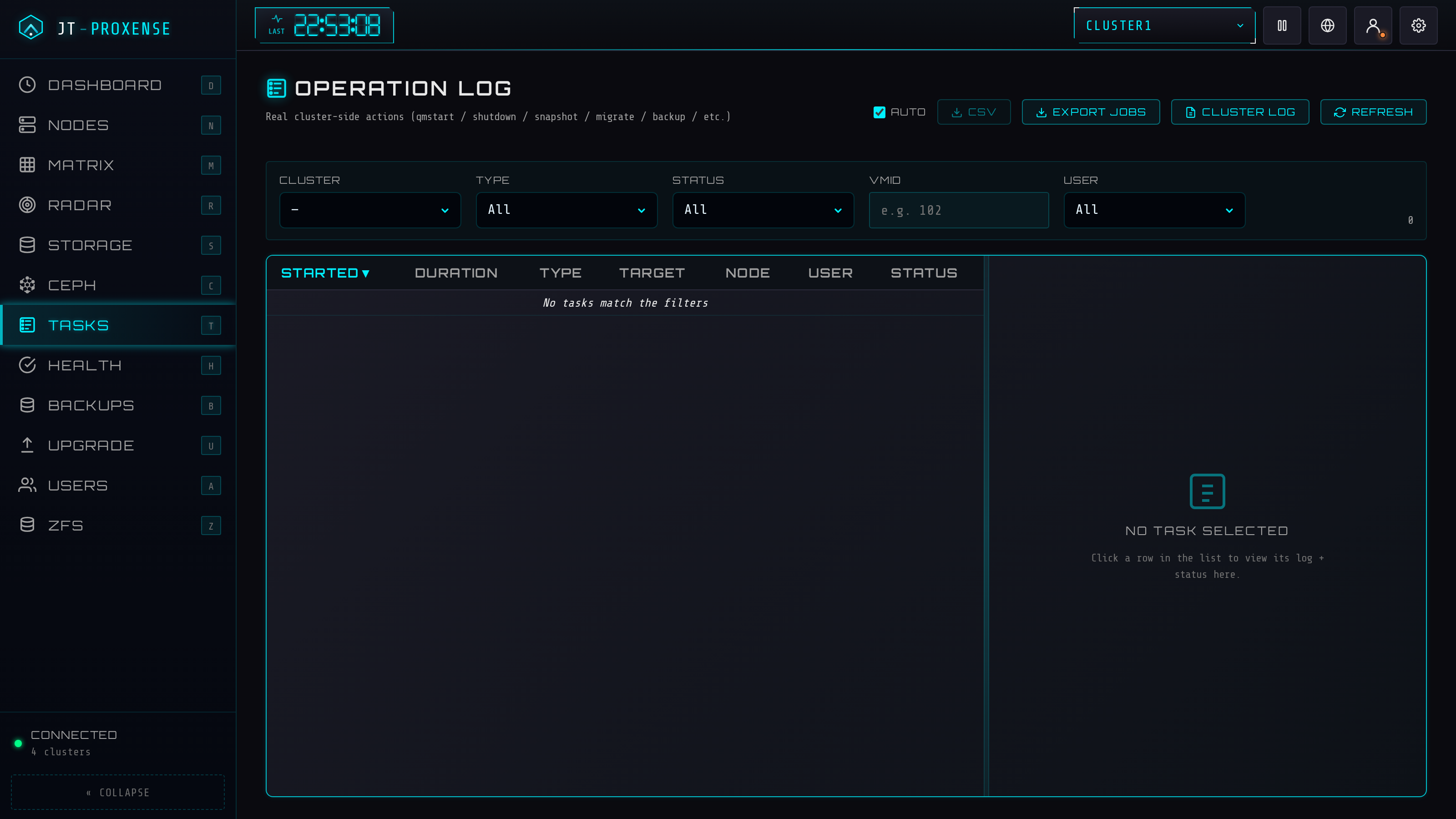 Cluster operation log