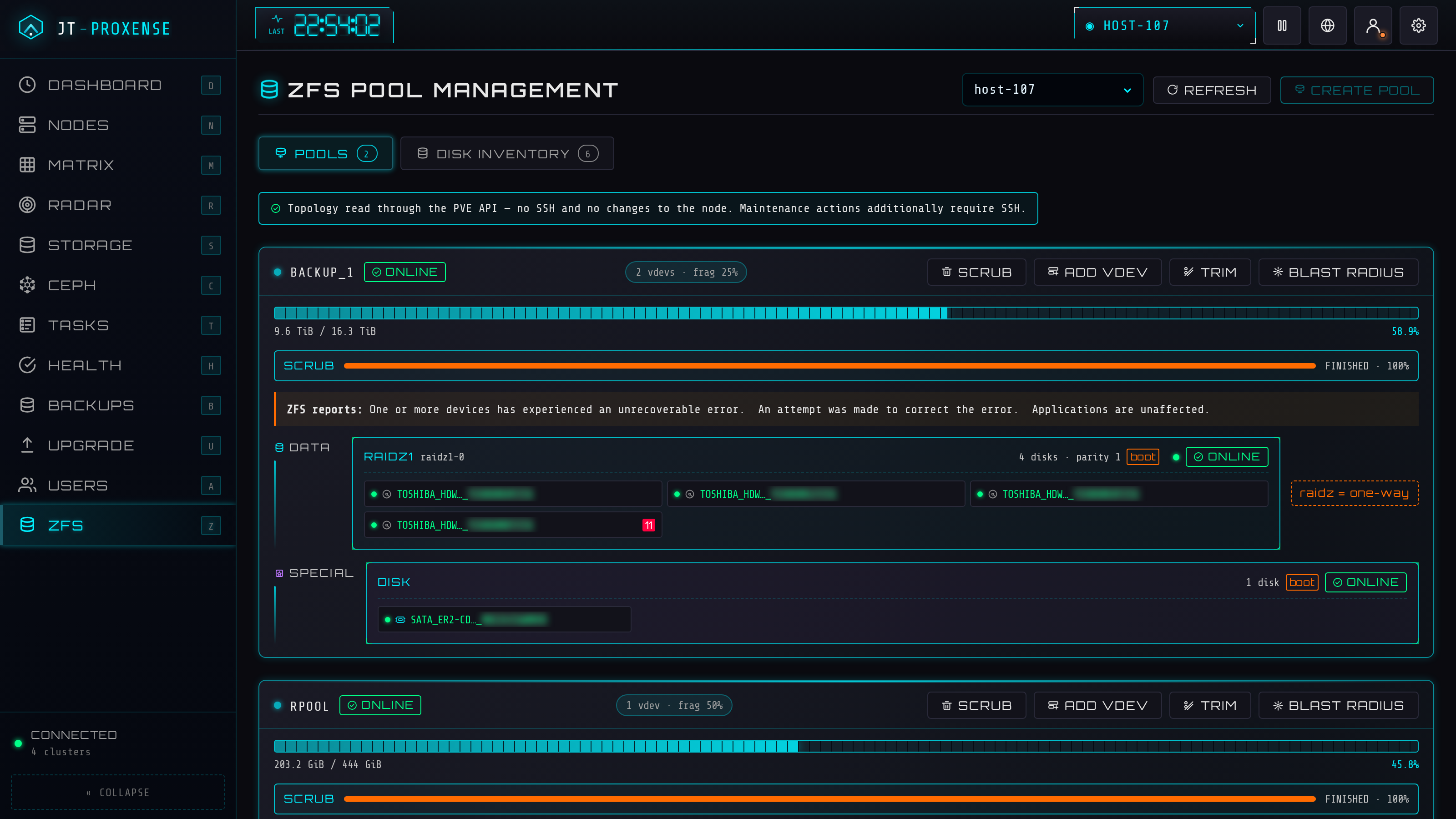 ZFS pool management